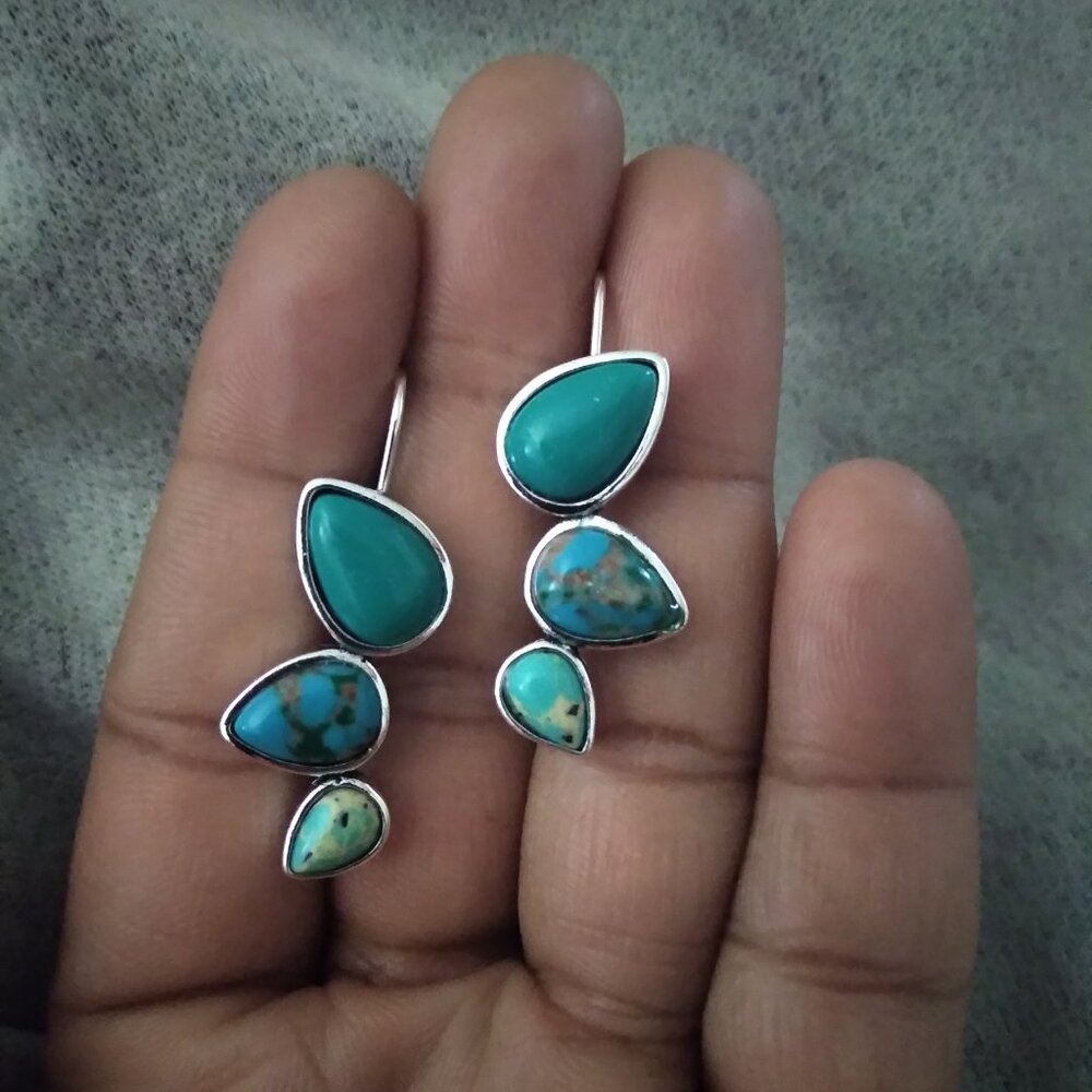 Earrings turquoise color wedding pierced